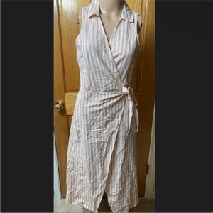 O’neill pink white cream stripe wrap beach dress S sundress top romper fits M
